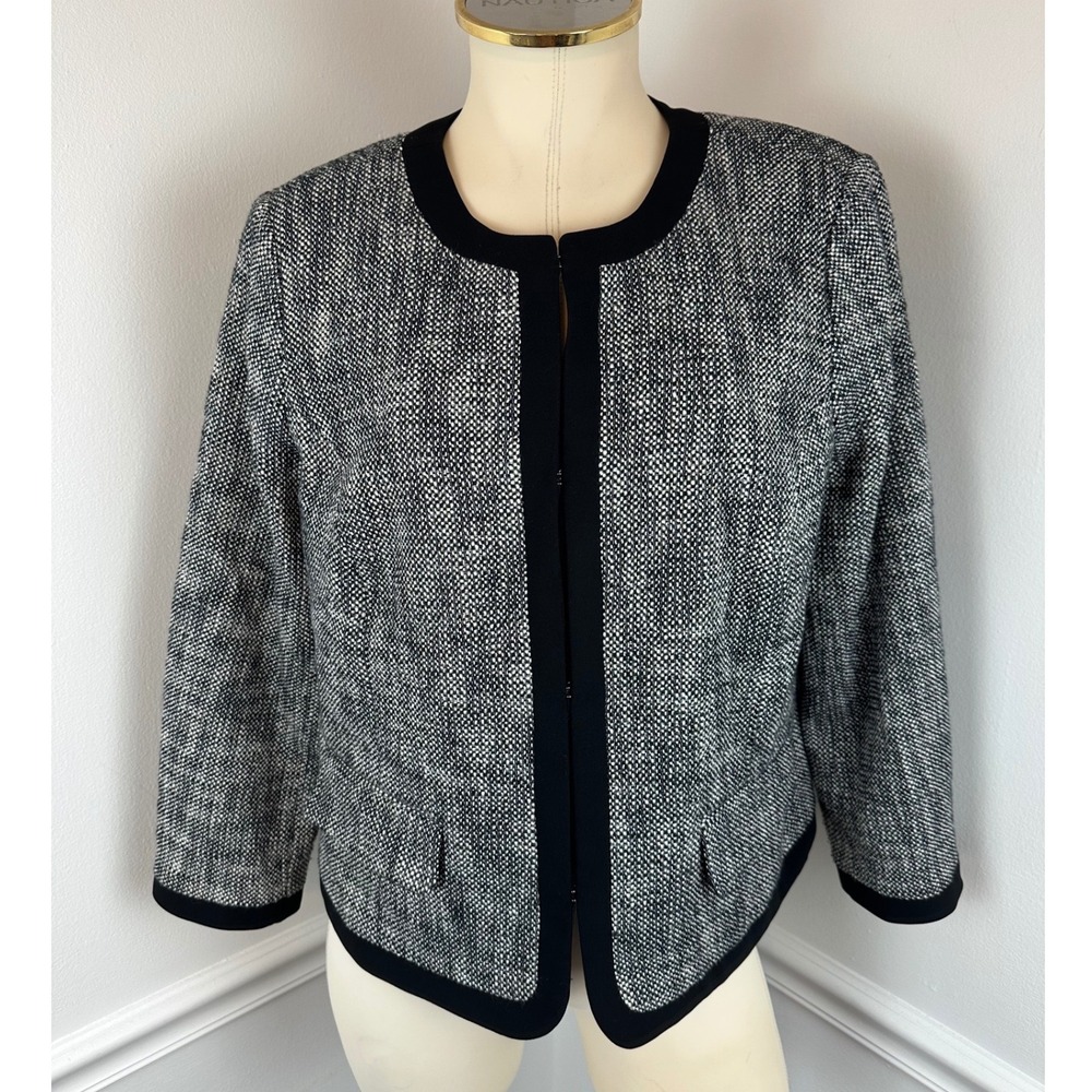 TALBOTS Black & White Tweed Blazer Business Career Office Work | 12